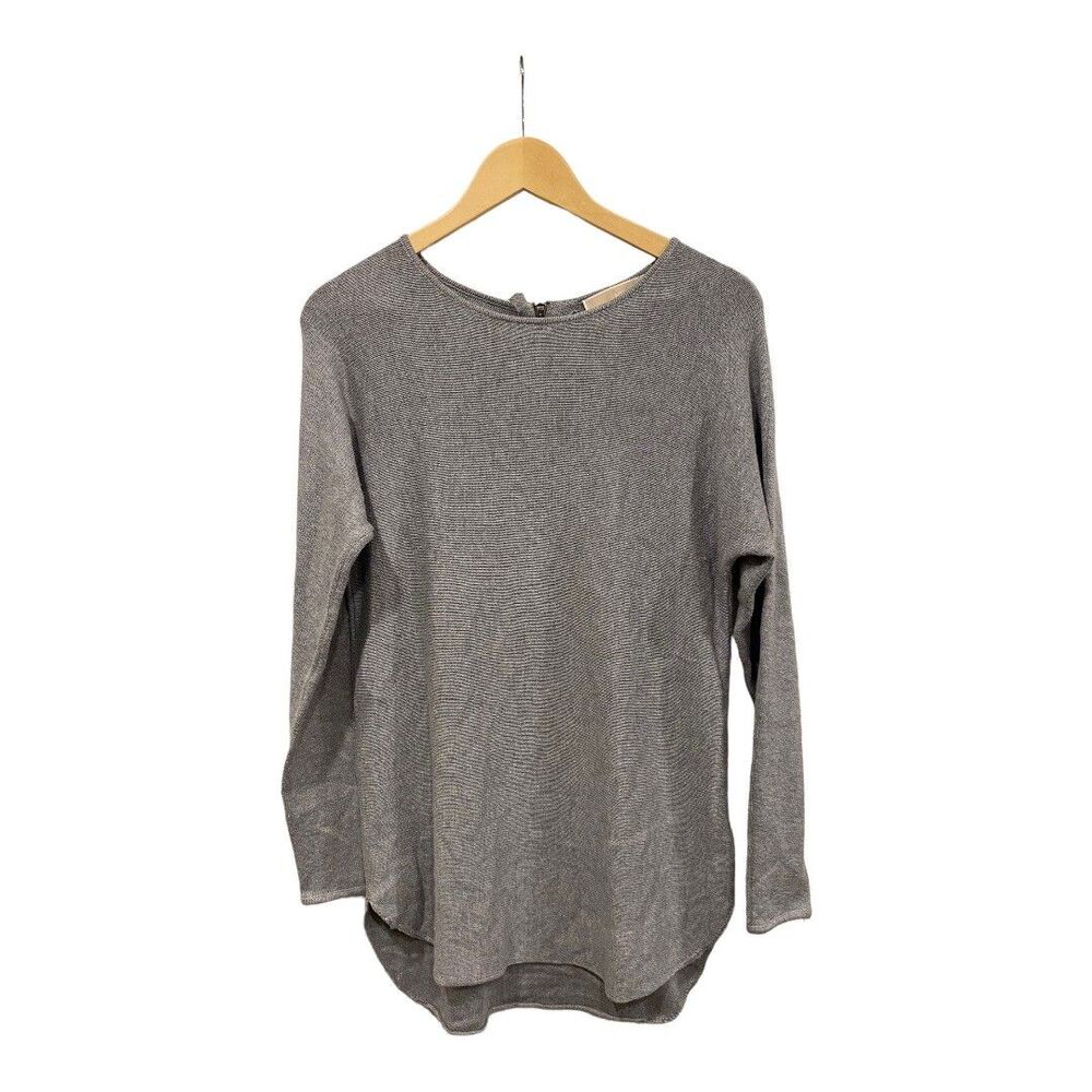 EUC Michael Kors Gray Long Sleeve Zip Back Tunic Sweater Sz. S